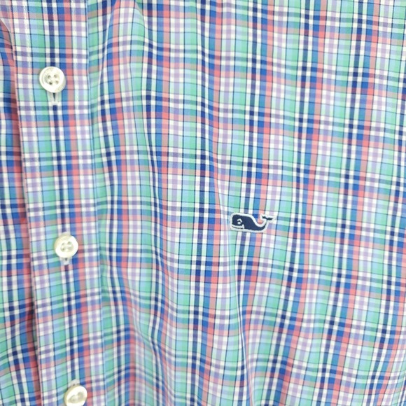 Vineyard Vines Shirt Mens Medium Multi Plaid Slim Fit Whale Logo Long Sleeve - Picture 4 of 9
